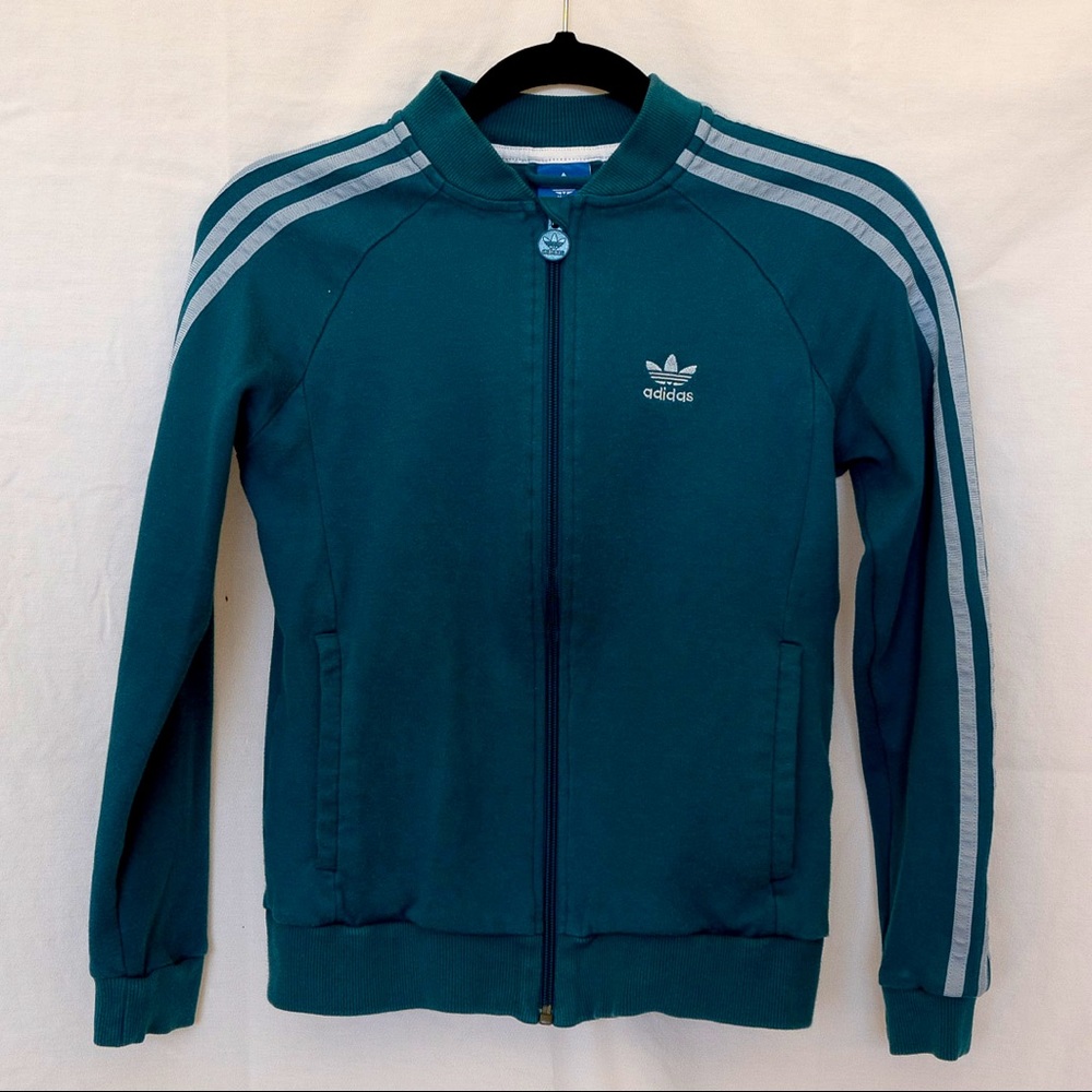 Teal Adidas Bomber Track Jacket - YOUTH MEDIUM